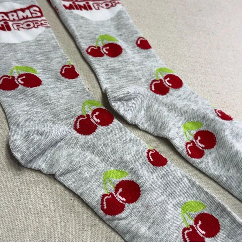 Charms Mini Pops Gray Cherry Crew Socks - Unisex - NWOT